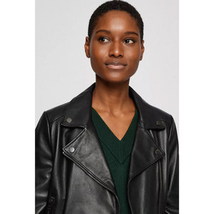 Veste en cuir de vachette véritable pour femmes manteau de Style motard d'hiver avec poches vêtements d'extérieur de moto à la mode pour dames - Product Image 4