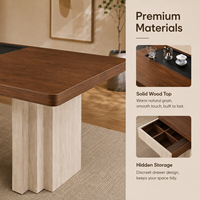 Table basse moderne en bois écologique avec tiroir de rangement et base en pierre pour salon, meubles de maison