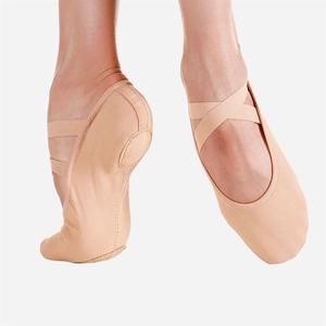 Zapatos de ballet suaves de cuero genuino para mujeres y niñas Zapatillas de baile de lona elástica - Product Image 4