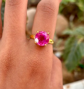 Anillo de turmalina rosa de laboratorio Natural, joyería fina de Plata de Ley 925 para mujer, joyería fina de piedras preciosas éticas - Product Image 1