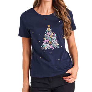 Respirant 2024 T-shirt à manches courtes à col rond 100% coton de haute qualité pour femmes avec t-shirt imprimé imprimé personnalisé - Product Image 1