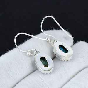 Boucles d'oreilles Turquoise épineuse orange 925 en argent Sterling fait à la main bijoux pendants en pierres précieuses cadeau de Style Boho ethnique Unique pour elle - Product Image 3