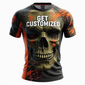 Premium MMA Rash Guard Compression Fit Stretch 100% Poliéster con arte sublimado personalizado Mangas completas/cortas para Jiu-Jitsu - Product Image 5