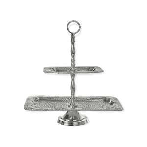 Support à gâteau à 2 étages en métal noir, design Branches, écologique, lavable au lave-vaisselle, personnalisable, pour les mariages, les hôtels, utilisation sur table - Product Image 2