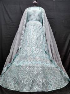 Elegante y Moderno Conjunto de Lehenga Choli Rosa Melocotón con Pedrería, Estilo Largo hasta el Suelo, con Dupatta para Fiestas en Todas las Temporadas - Product Image 3