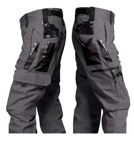 Pantalones de trabajo de algodón transpirable con múltiples bolsillos para hombre, pantalones Cargo rectos resistentes al desgaste, pantalones tácticos para correr al aire libre, llama - Product Image 1