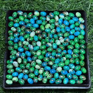 AAA + alta calidad tamaño personalizado Pavo Real Natural cobre Kingman turquesa cabujón piedra preciosa verde suelta para accesorios de joyería DIY - Product Image 3