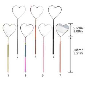 Poignée en acier inoxydable plaqué or simple face carré poche à main loupe outil de vérification extension de cils miroir maquillage - Product Image 2