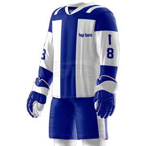 Ensembles confortables d'uniformes de hockey sur glace de taille personnalisée en stock 100% polyester à séchage rapide respirant pour hommes adultes - Product Image 5