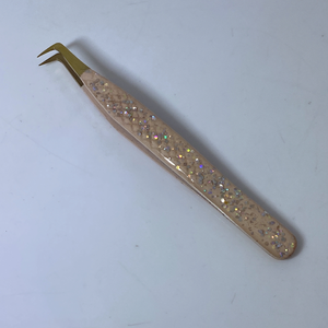 Pinzas para pestañas con purpurina Acero inoxidable Calidad fina Pinzas para pestañas rectas y curvas Suministros para extensiones de pestañas - Product Image 1