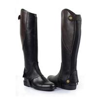 Bottes d'équitation en cuir pleine longueur noires avec fermeture éclair latérale pour l'équitation, style demi-chaps en cuir souple pour cavaliers