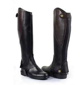 Leather Riding Boots Full-Length Black With Side Zip Closure For Equestrian Use Soft Leather Style <b>Half</b> <b>Chaps</b> for Horse Riders - Product Image 2