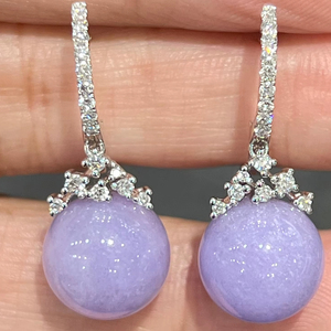Natural Purple Jadeite <b>Earrings</b> 925 Sterling <b>Silver</b> <b>Studs</b> IGI Certified Gift for Women Wife Mom Birthday Anniversary Party - Product Image 1