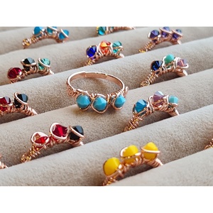 Stylish Gold-Plated Fashion <b>Rings</b> with Vibrant Stones for Resale Appeal - Product Image 2