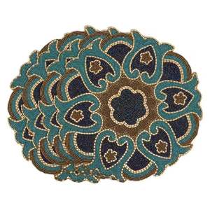 Unique Design Geometric Round Glass Beaded <b>Table</b> <b>Mat</b> Handmade Decorative <b>Place</b> <b>Mat</b> Glass Beaded Charger - Product Image 1