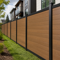 Panneaux de clôture en composite WPC pour extérieur, respectueux de l'environnement, en bois-plastique, clôture d'intimité avec poteaux en aluminium, design moderne