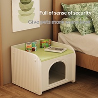 Meuble multifonctionnel pour chat, maisonnette intérieure, lit, table d'appoint, abri fermé en plastique pour chat