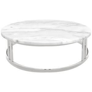 Customized Modern Luxury <b>Round</b> <b>White</b> Marble Coffee <b>Table</b> with Golden Metal Stand for Home Hotel or Restaurant - Product Image 5