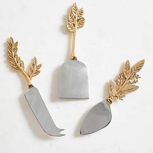 Nature-inspired Eco-Friendly Dishwasher Safe Stainless Steel <b>Cheese</b> <b>Knives</b> <b>Set</b> Metal Handles Gourmet Boards Tables for Luxury - Product Image 6
