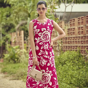 Venta al por mayor exclusiva de poliéster/algodón gasa impresa indio pakistaní fiesta desgaste moda Casual verano Kurti Bottom Tank Tops - Product Image 1