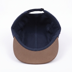Casquette 5 panneaux personnalisable avec logo, bleu marine, visière en nylon marron, respirante, imperméable, réglable, unisexe, décontractée, pour le printemps et l'été - Product Image 5