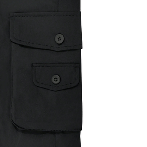 Mens Black Cargo Jogger Pants Mid Elastic Drawstring Multi Pocket Casual Outdoor Cotton Canvas Trousers Regular Fit Bottoms - Product Image 6