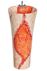 Lavabo de mano de pedestal de cerámica de baño de superficie sólida cuadrada blanca de una pieza de calidad superior diseño moderno - Product Image 5