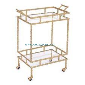 Chariot de service de nourriture de luxe de qualité supérieure attrayant nouveau look modèle moderne métal et verre meubles chariot de service de nourriture - Product Image 4