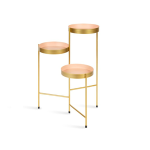 Jardinières à trois niveaux support plaque surélevée peu profonde couleur dorée décor de plante d'intérieur polyvalent pour la maison et le jardin - Product Image 3