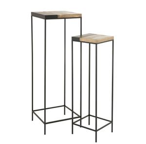 Mini pilier latéral carré moderne Lot de 2 pièces de meubles de longue hauteur avec finition dorée pour meubles de salon et de chambre à coucher - Product Image 1