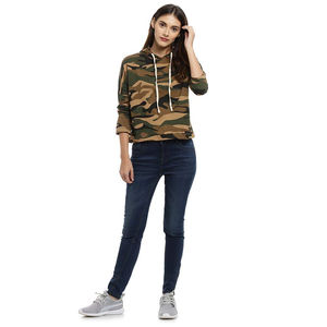 Sweatshirts élégants en coton molletonné imprimés avec logo personnalisé pour femmes adultes Top court à capuche à manches longues respirant tricoté pour l'hiver - Product Image 4