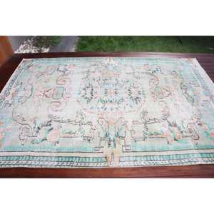 Alfombra Turca Vintage, Alfombra de 5.5x8.4 pies, Alfombra Grande Azul con Diseño de Patchwork - Product Image 3