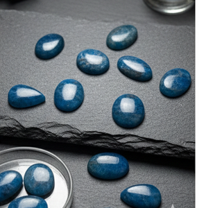 Collection de cabochons en apatite bleue naturelle, comprenant des pierres rondes et ovales artisanales, idéales pour la création de bijoux - Product Image 4