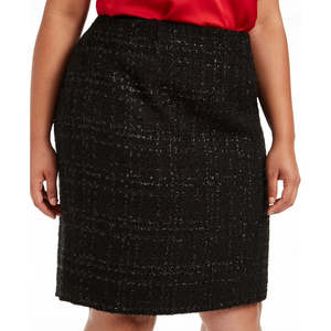 Gonna a tubino in tweed nera Calvin Klein da donna taglie forti, modello avvolgente midi, taglia 18W per primavera/estate - Product Image 3