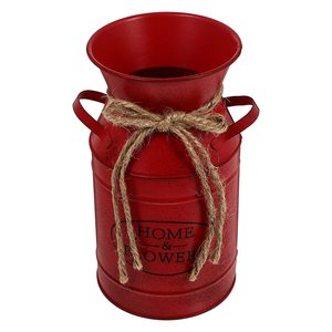 Venta al por mayor Vintage rústico galvanizado Metal Chic florero regadera jarra de estilo francés cubo maceta florero Decoración - Product Image 6