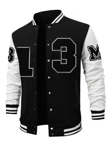 Wholesale College Style Baseball Jacket for Men <b>Wool</b> Blend Fabric Contrast Sleeves Streetwear Winter Outerwear OEM Customizable - Product Image 2