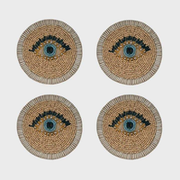 Ensemble de quatre sous-verres personnalisables, design ananas brodé de perles, artisanat haut de gamme, tendance, élégant, mignon, imperméable
