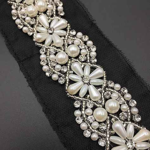 Garniture de dentelle de mariée de créateur superbe broderie de perles à la main pour la mode de mariage, exportation disponible - Product Image 6