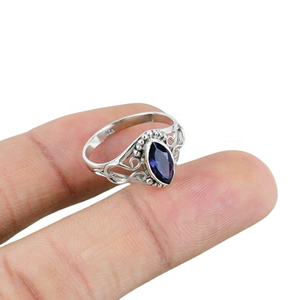 Lolite Cabochon pierre précieuse naturelle 925 bague en argent sterling faite à la main bijoux estampillés pour les occasions de fête - Product Image 1