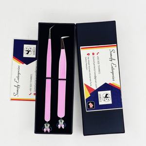 Nouvelle pince à cils en acier inoxydable de haute qualité enduite de papier de conception Pince à cils durable de précision parfaite à 90/45 degrés - Product Image 1