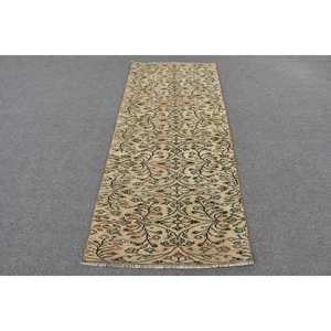 Clásico Beige verde 2,8 X 6,6ft Alfombra de lana hecha a mano Vintage turco área grande rectángulo pasillo Patchwork patrón látex habitación alfombra - Product Image 1