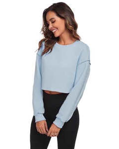 Sweat-shirt court d'usine OEM Sweat-shirt pour femme Sweat-shirt court à capuche en éponge lourde Polaire personnalisé Sweat-shirt court pour femmes - Product Image 2