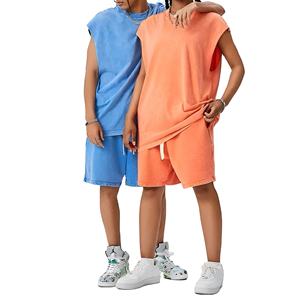 Chándal Unisex OEM 100% Algodón French Terry Transpirable Antibacteriano Diseño 2 en 1 de Verano con Logotipo Personalizado Estampado Tallas Grandes - Product Image 2