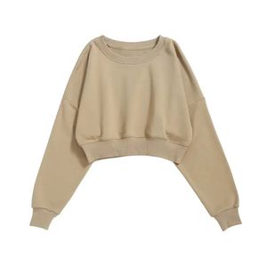 Sudadera de poliéster/algodón de rizo de manga larga, holgada, informal, de talla grande para mujer, de color liso, personalizada, superventas - Product Image 4
