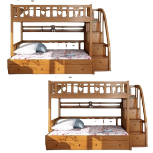 Lit superposé en bois massif de teck pour enfants Lit superposé en bois avec rangement Design moderne pour meubles de chambre à coucher - Product Image 5