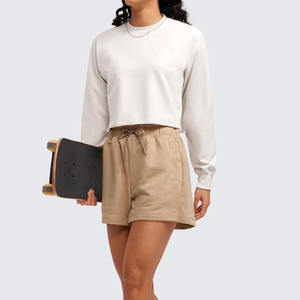 Personnalisé 100% coton Offre Spéciale blanc surdimensionné à manches longues haut court sweats pour femmes haut de haute qualité exigé - Product Image 5