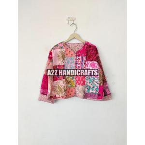 Chaqueta acolchada de algodón para mujer, Abrigo acolchado de estilo bohemio de retazos, hecho a mano, regalos de vacaciones, chaqueta con botones para mujer, regalos - Product Image 5