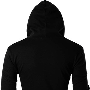 Sweat à capuche en molleton de coton épais de haute qualité pour hommes Vintage Distressed Zipper Design Casual Print Pattern pour l'hiver et l'automne - Product Image 5