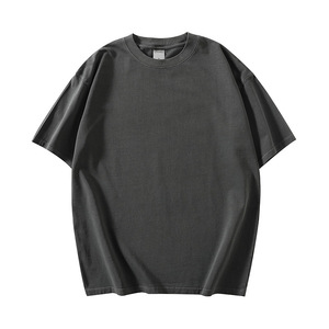 OEM Logo personnalisé Broderie Design imprimé 280g T-shirt à manches courtes noir épais T-shirt à épaules tombantes pour hommes - Product Image 4