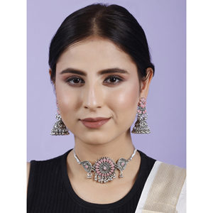 GS Pink Flower Round <b>Choker</b> for Party Occasions - Product Image 2
